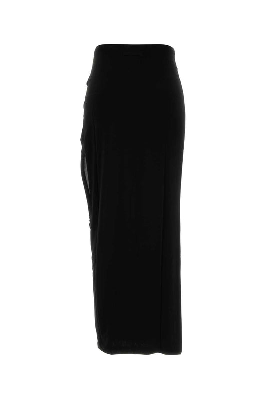 Jean Paul Gaultier Stretch viscose double layer long skirt with "gaul