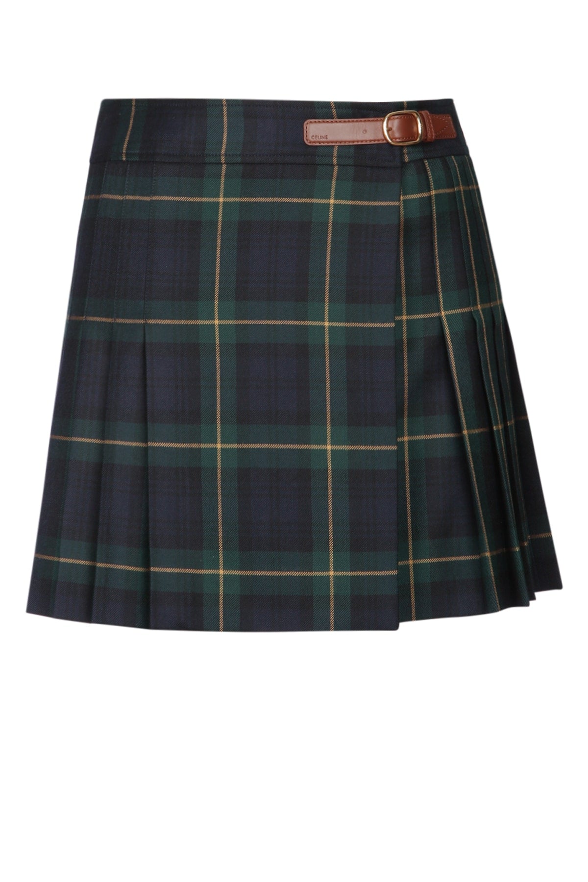 Celine Mini jupe kilt detail cuir