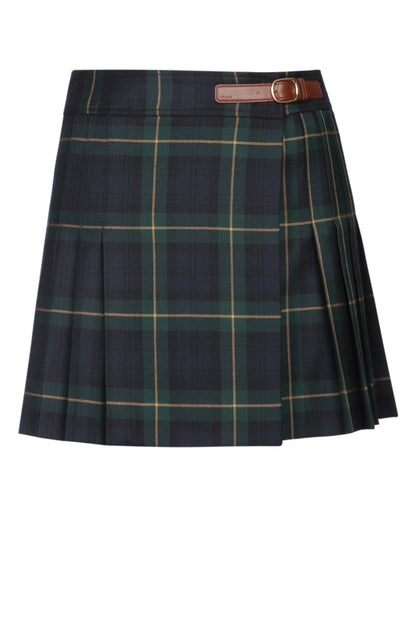 Celine Mini jupe kilt detail cuir