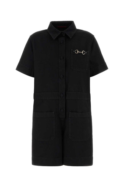 Gucci Jmpsuit denim w/hrsbit&leather