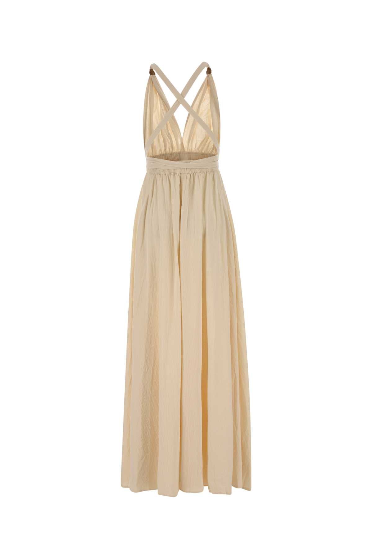 LONG COTTON DRESS W/DEEP V NECK & TWO FRONT SLITS DRESSES