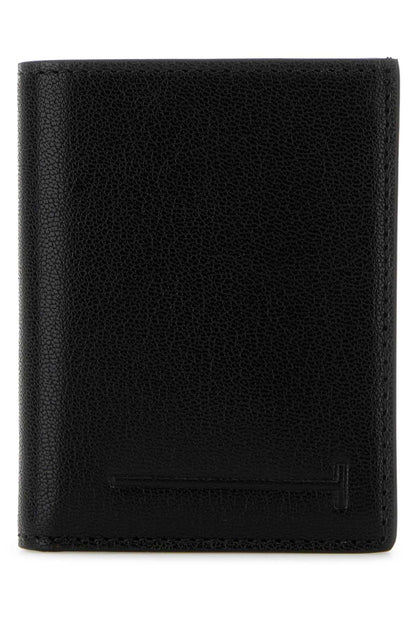 Tom Ford Supple grain leather elongated t line folding card