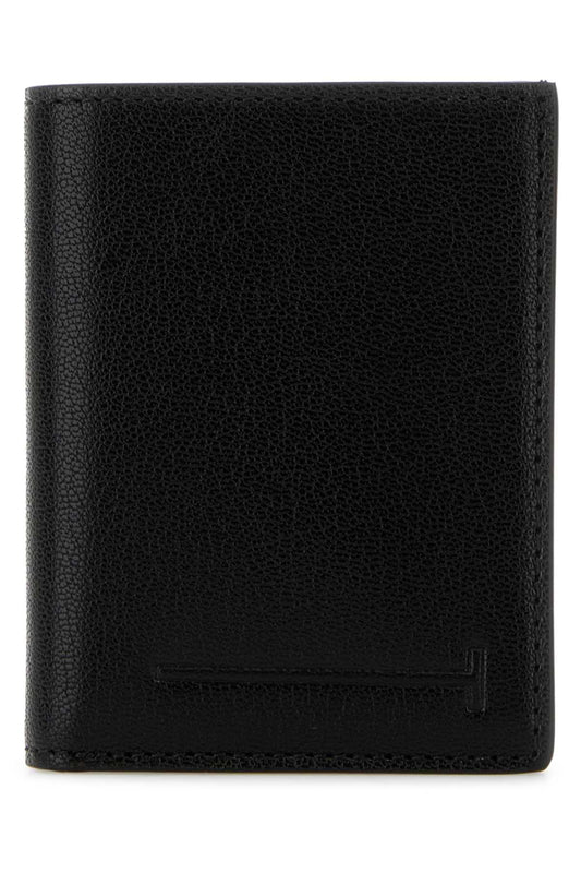 Tom Ford Supple grain leather elongated t line folding card