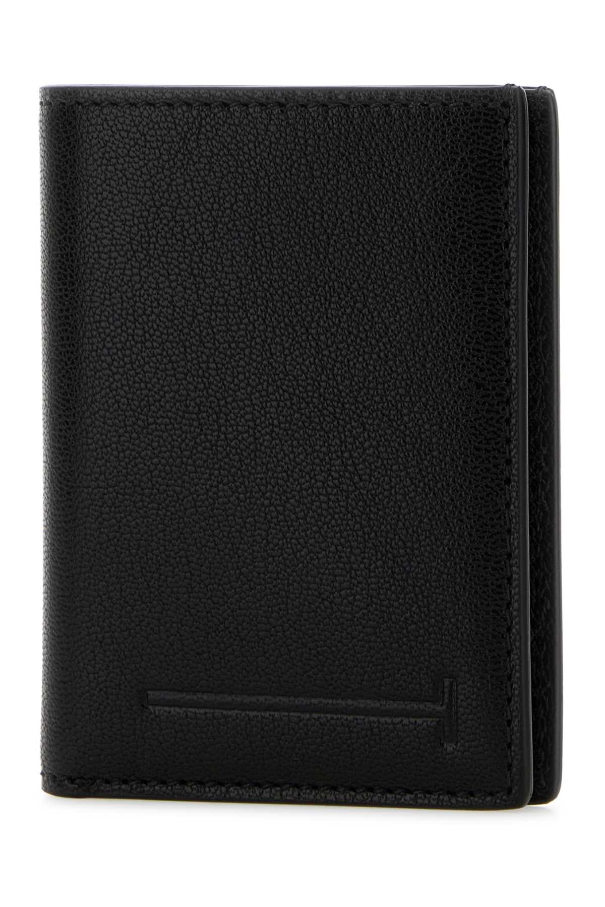 Tom Ford Supple grain leather elongated t line folding card