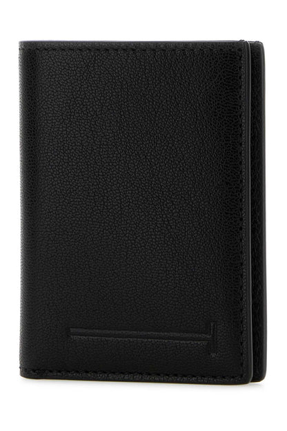Tom Ford Supple grain leather elongated t line folding card