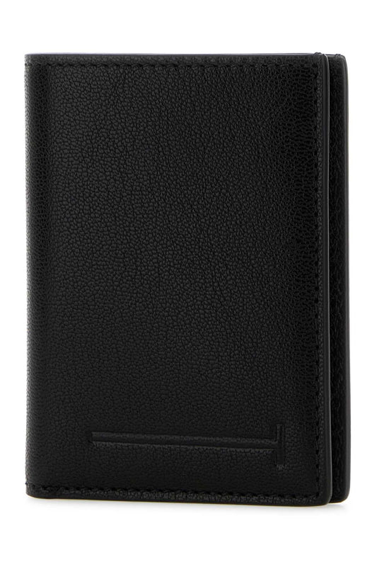 Tom Ford Supple grain leather elongated t line folding card