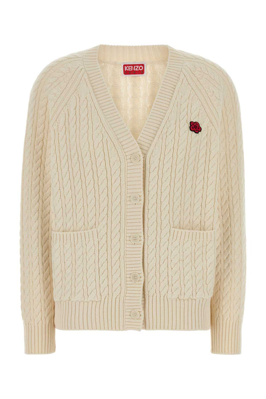 Kenzo Boke flower cable crest vneck cardigan
