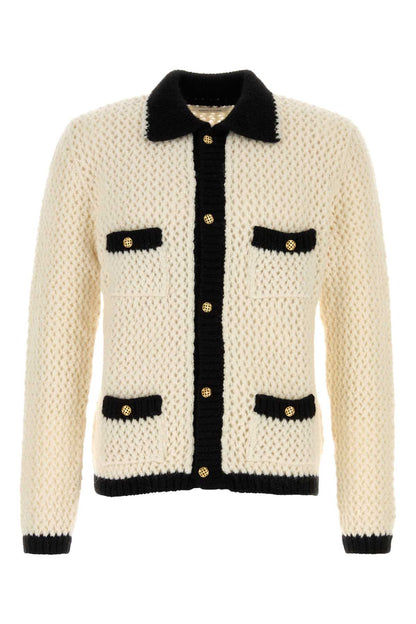 Ernest W.baker Crochet contrast pocket cardigan