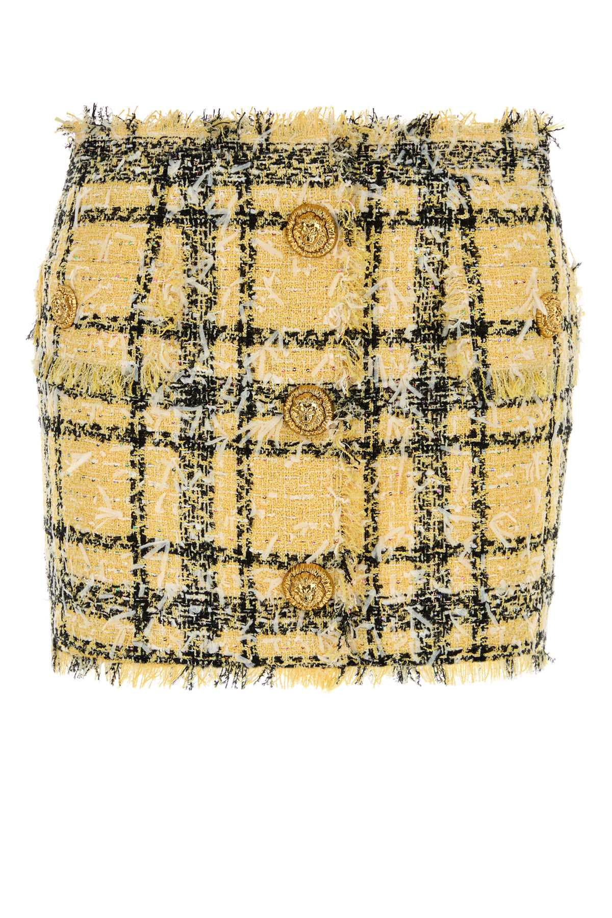 BUTTONED GLITTERED TWEED MINI SKIRT SKIRTS