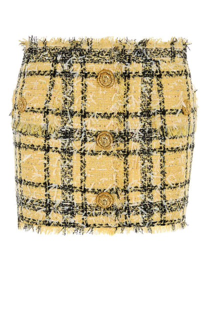 BUTTONED GLITTERED TWEED MINI SKIRT SKIRTS