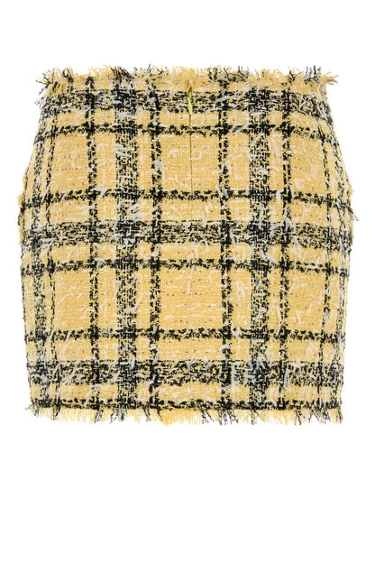 BUTTONED GLITTERED TWEED MINI SKIRT SKIRTS