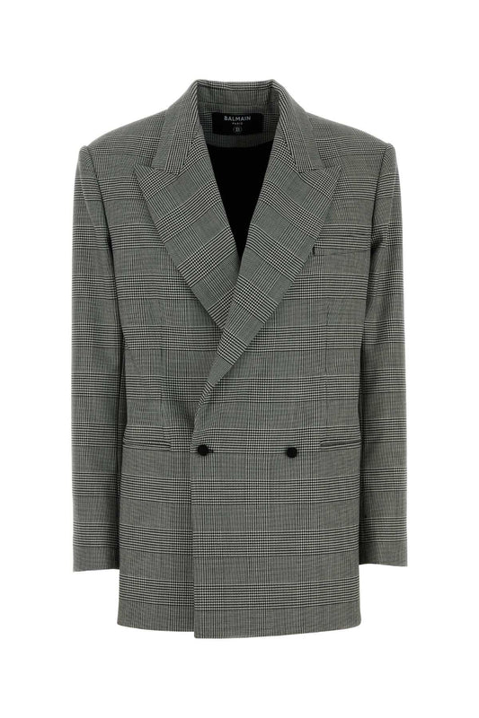 PRINCE OF WALES JACQUARD LOOSE JACKET BLAZERS AND VESTS