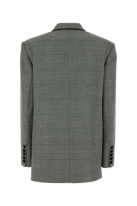 PRINCE OF WALES JACQUARD LOOSE JACKET BLAZERS AND VESTS