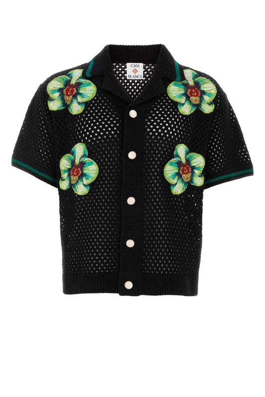 Casablanca Glitch orchid embroidered crochet shirt