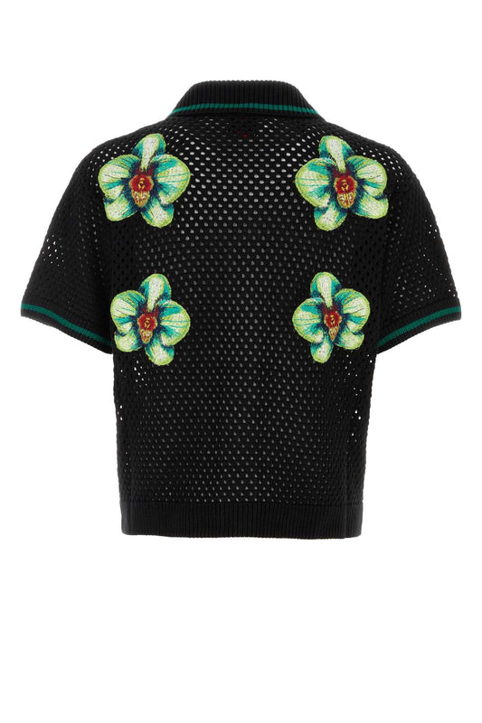 Casablanca Glitch orchid embroidered crochet shirt