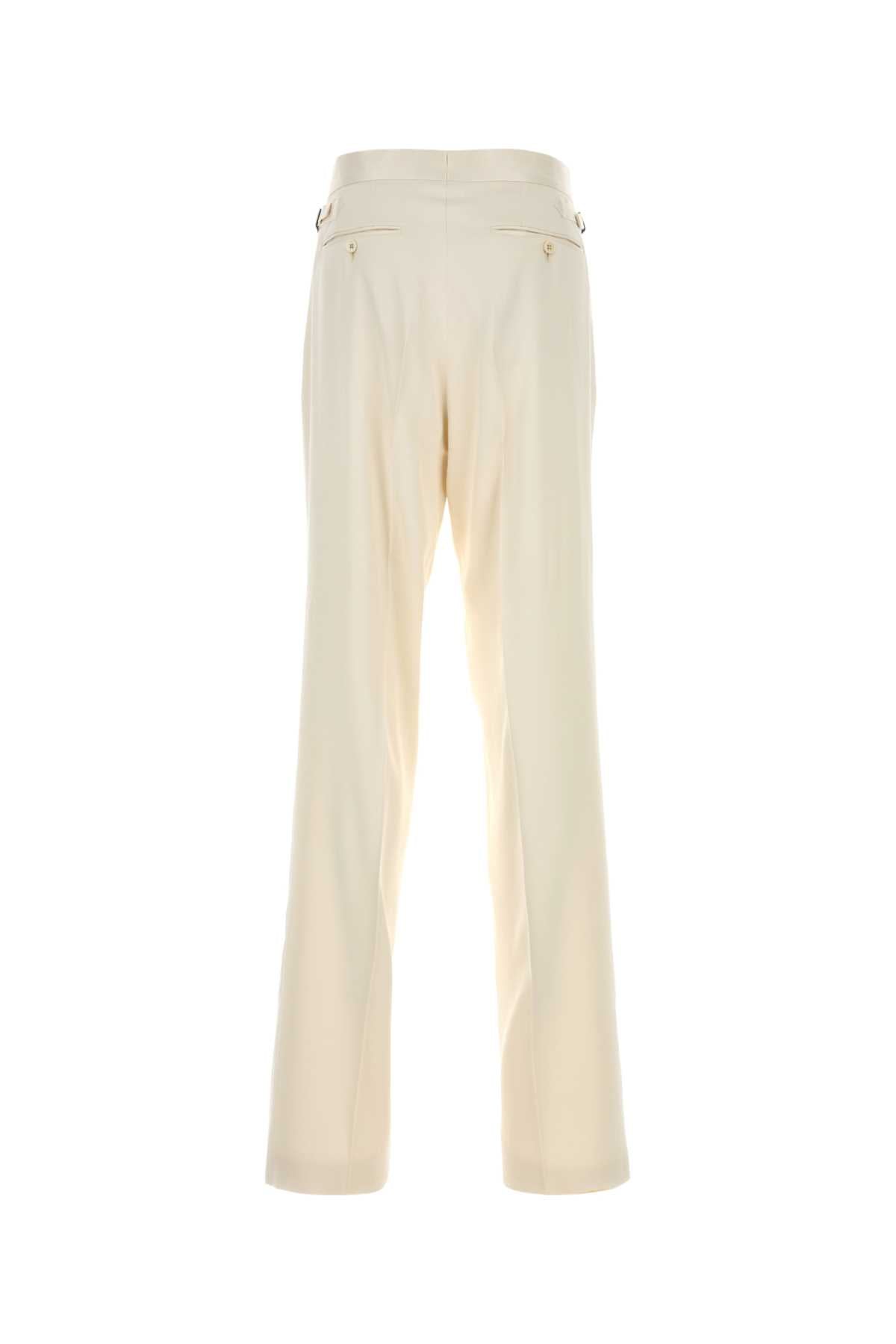 PURE SILK PEACHED GABARDINE DOUBLE PLEAT PANT PANTS