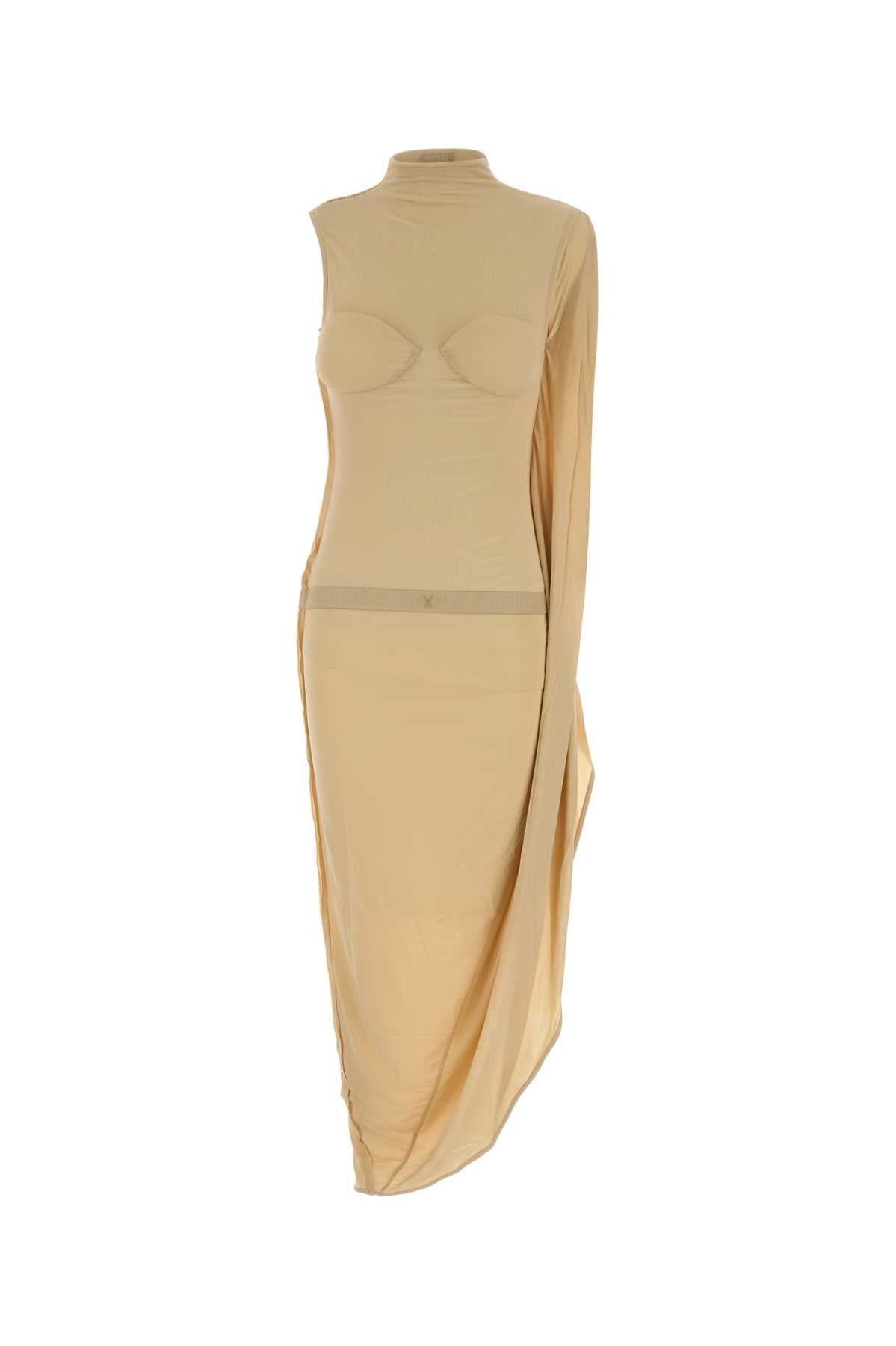 Jean Paul Gaultier Stretch viscose long dress with cotton mesh and in