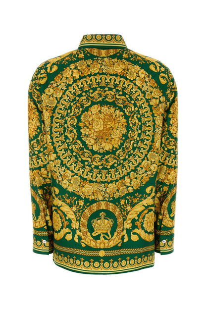 Versace Formal shirt twill silk fabric with baroque herita