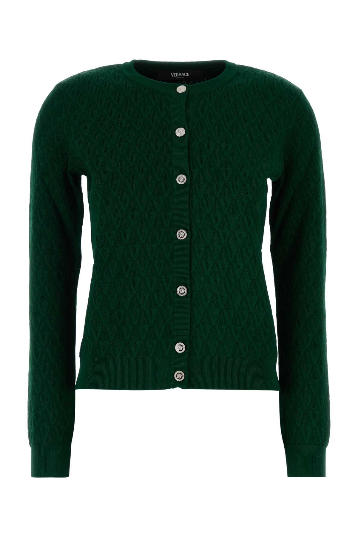 Versace Knit sweater textured "v" jacquard stretch viscose