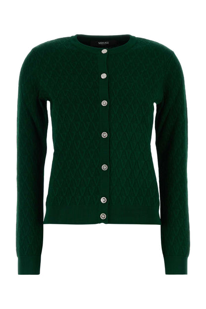Versace Knit sweater textured "v" jacquard stretch viscose