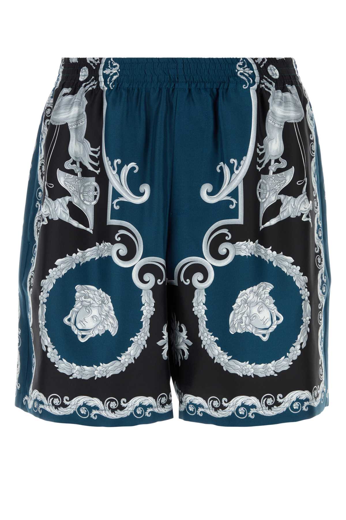 Versace Shorts mythic baroque print silk twill