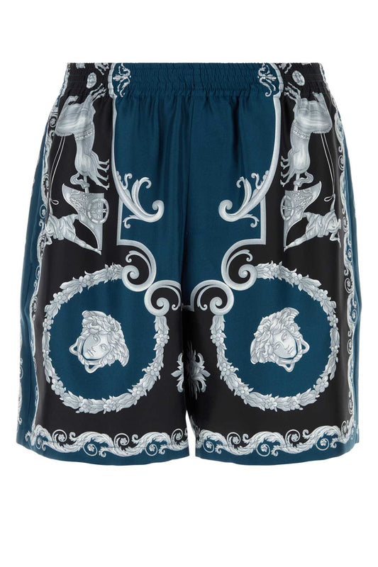 Versace Shorts mythic baroque print silk twill