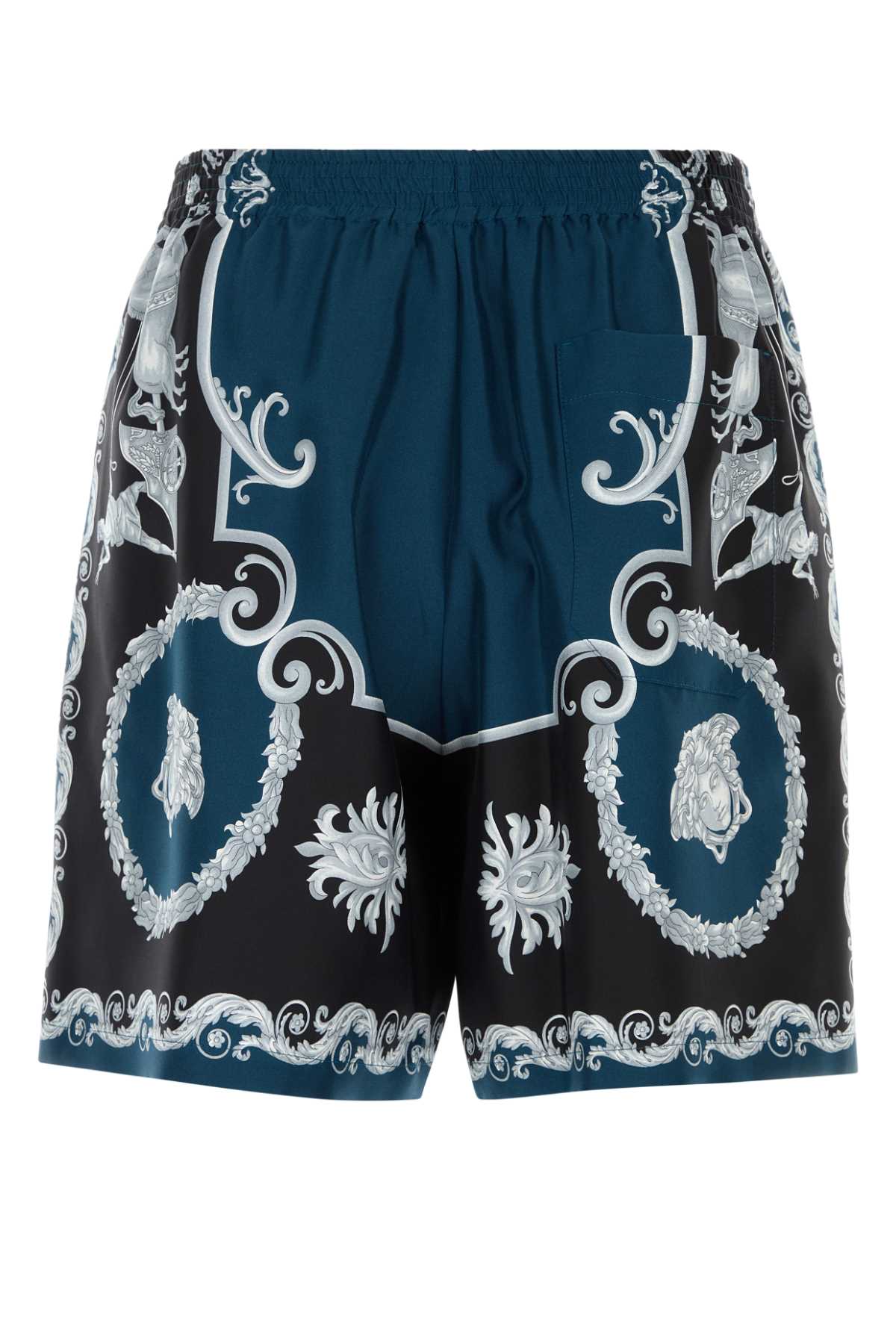 Versace Shorts mythic baroque print silk twill