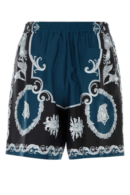 Versace Shorts mythic baroque print silk twill