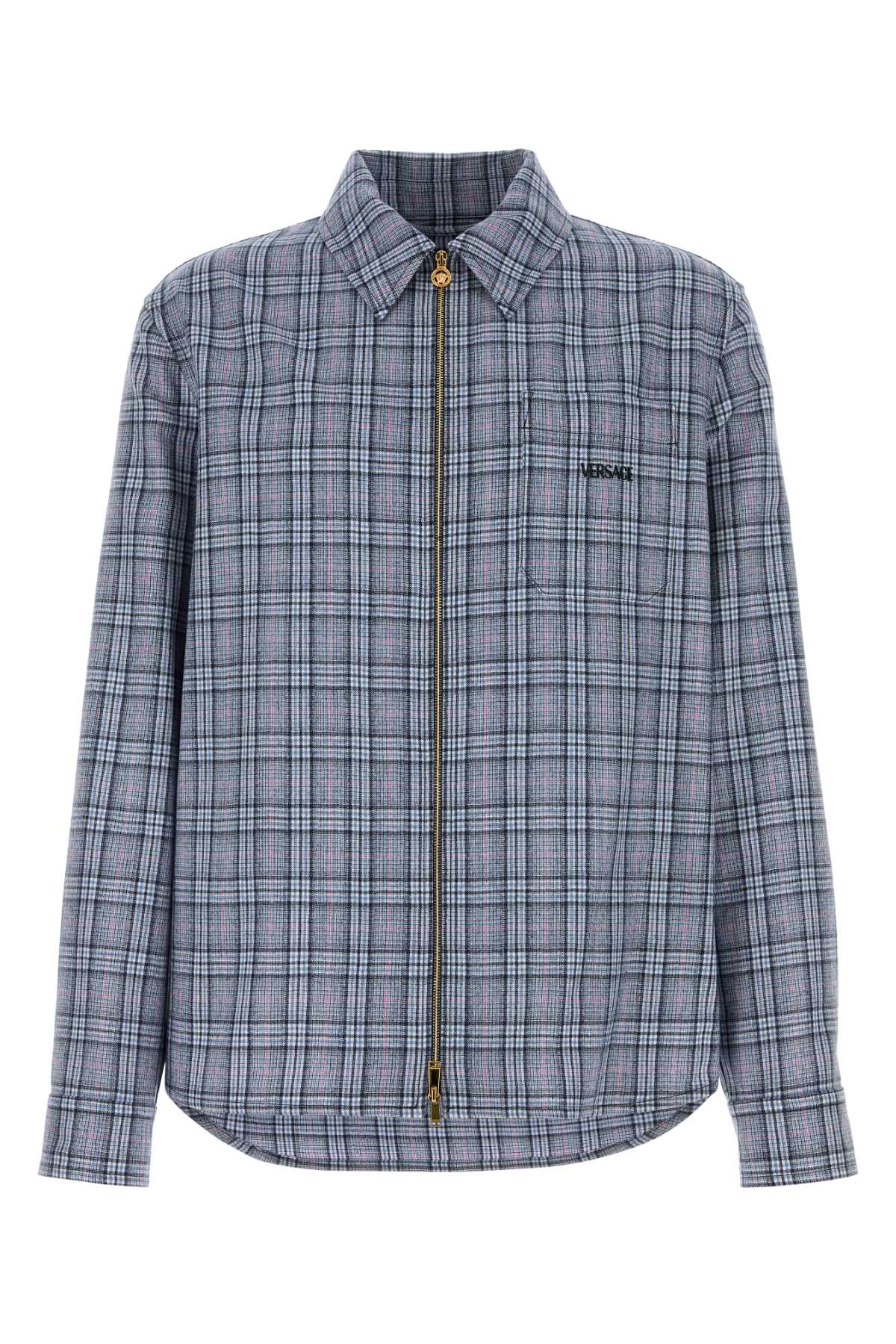 Versace Blouson check wool flannel with versace embroidery