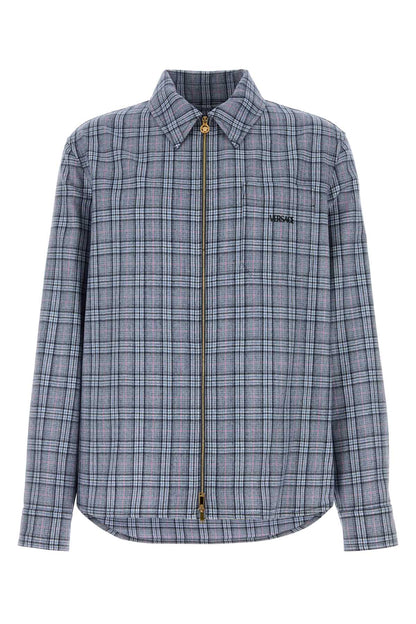 Versace Blouson check wool flannel with versace embroidery