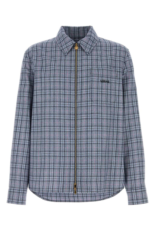 Versace Blouson check wool flannel with versace embroidery