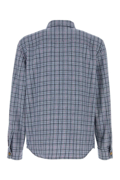 Versace Blouson check wool flannel with versace embroidery