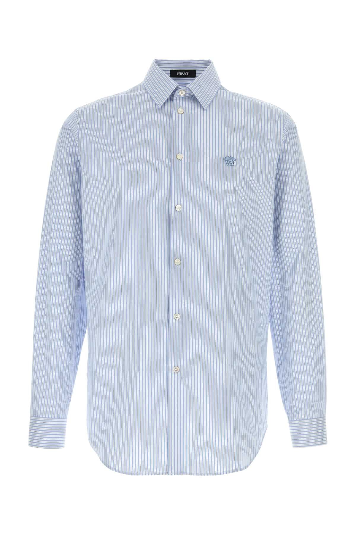 Versace Informal shirt striped poplin + medusa embroidery