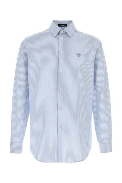 Versace Informal shirt striped poplin + medusa embroidery