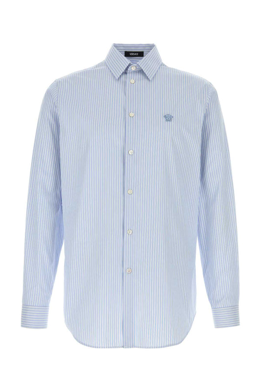 Versace Informal shirt striped poplin + medusa embroidery