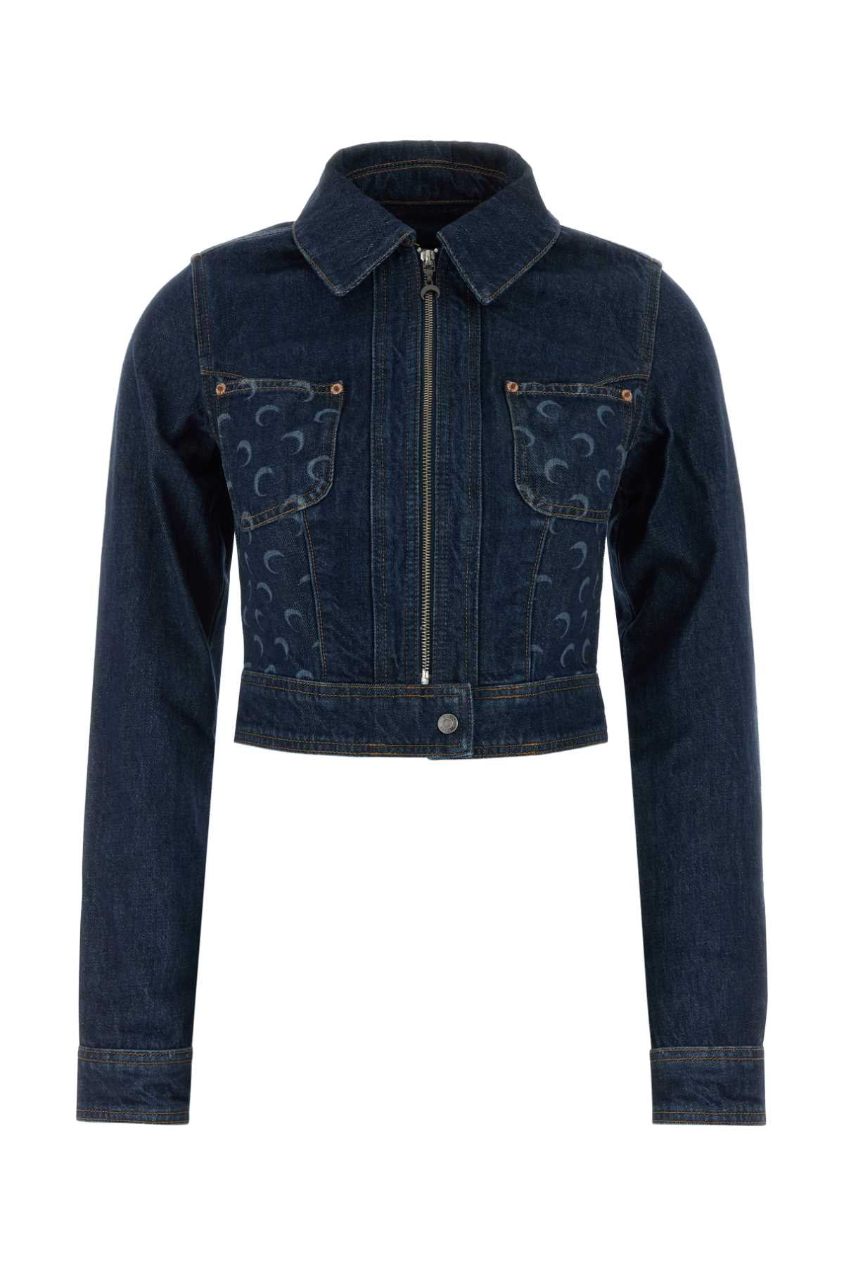 Marine Serre Midnight blue denim trucker jacket
