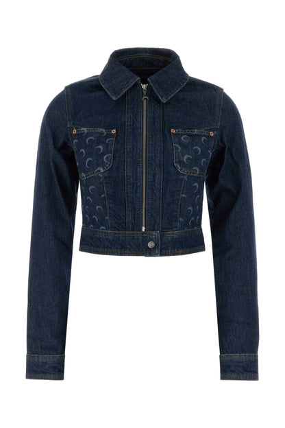 Marine Serre Midnight blue denim trucker jacket