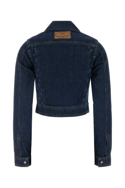 Marine Serre Midnight blue denim trucker jacket