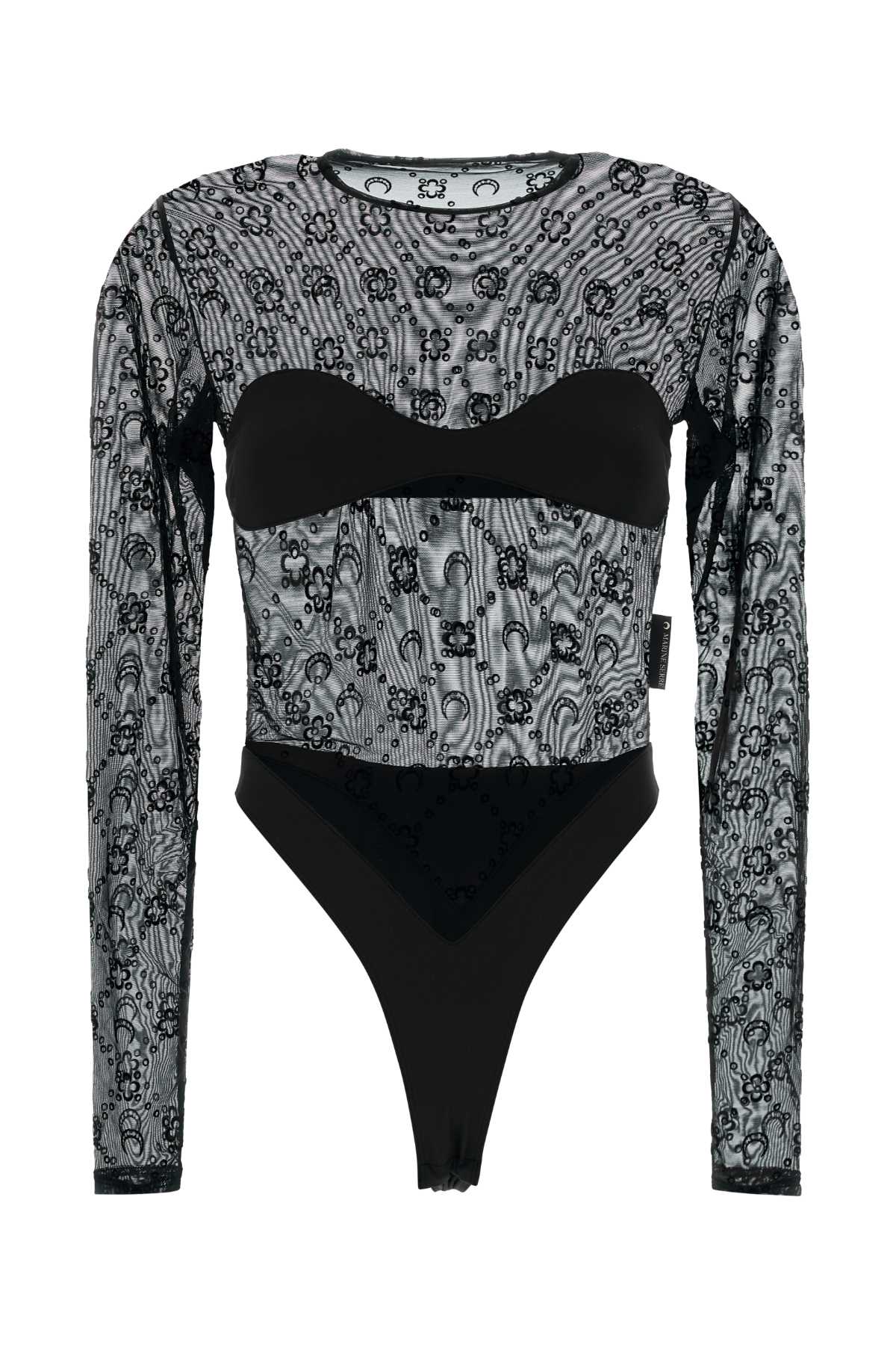 Marine Serre Moonogram mesh flock ls bodysuit top
