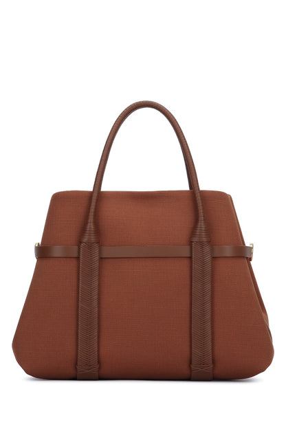 Loro Piana Ghiera shopper large canvas braided/rounded leathe
