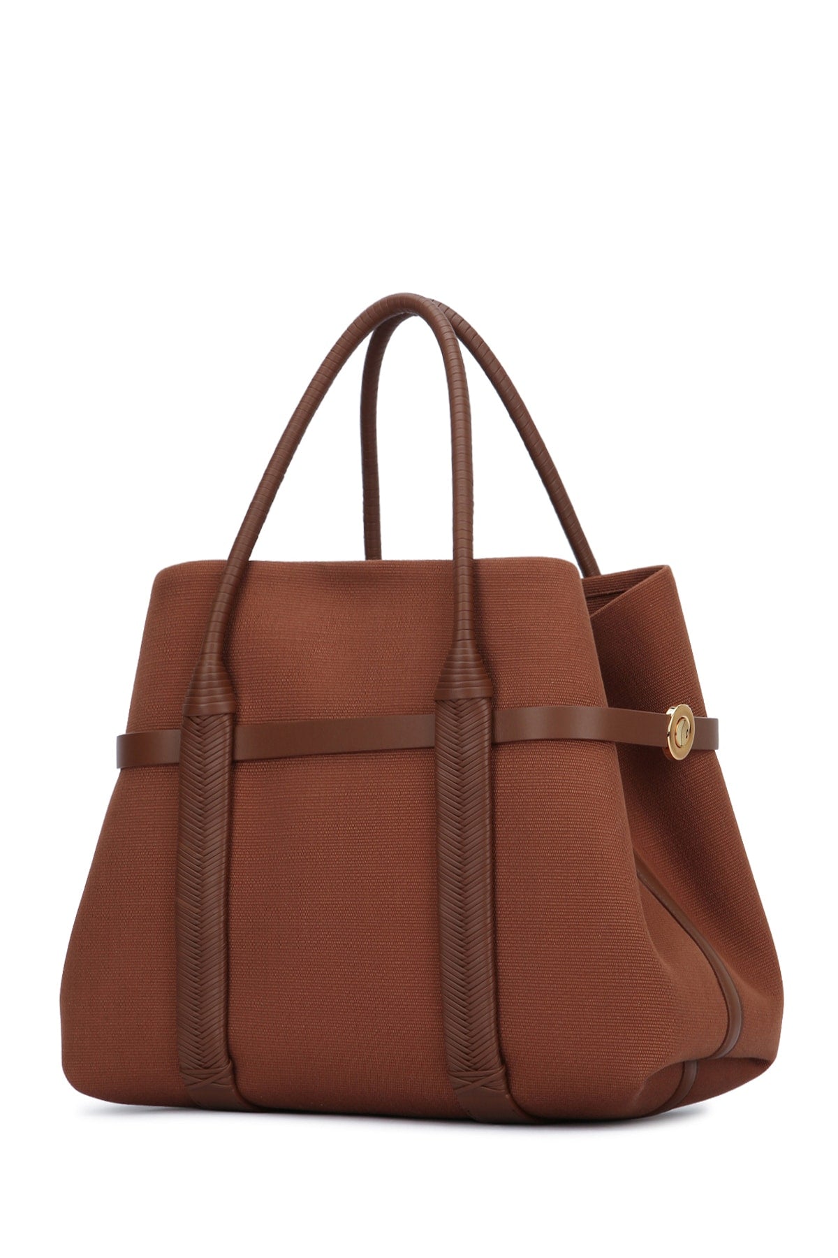 Loro Piana Ghiera shopper large canvas braided/rounded leathe