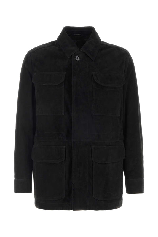 Brioni Sahariana jacket suede pieno fiore