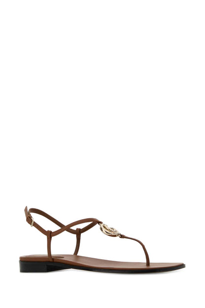 LEATHER UPPER AND SOLE THONG SANDALS