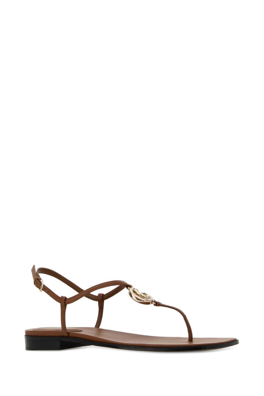 LEATHER UPPER AND SOLE THONG SANDALS