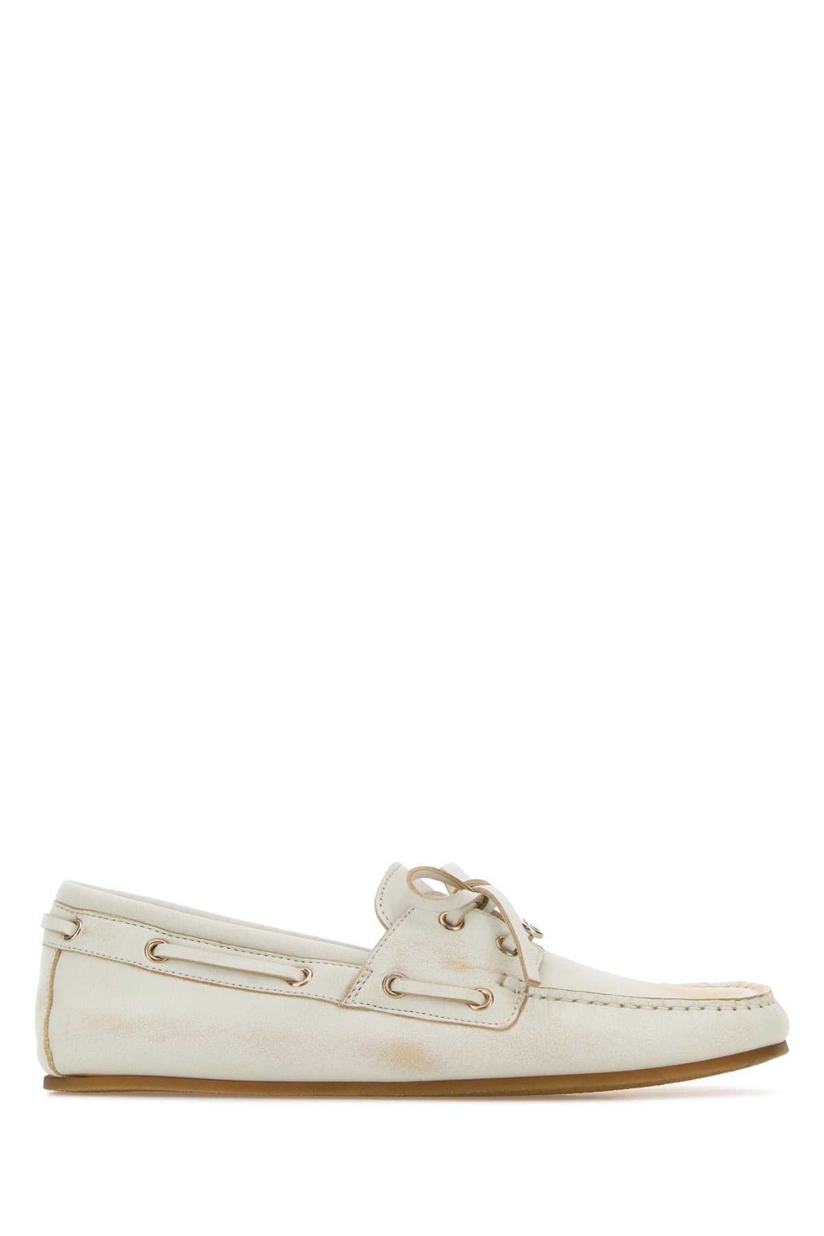 LEATHER UPPER AND RUBBER SOLE MOCCASIN LOAFERS