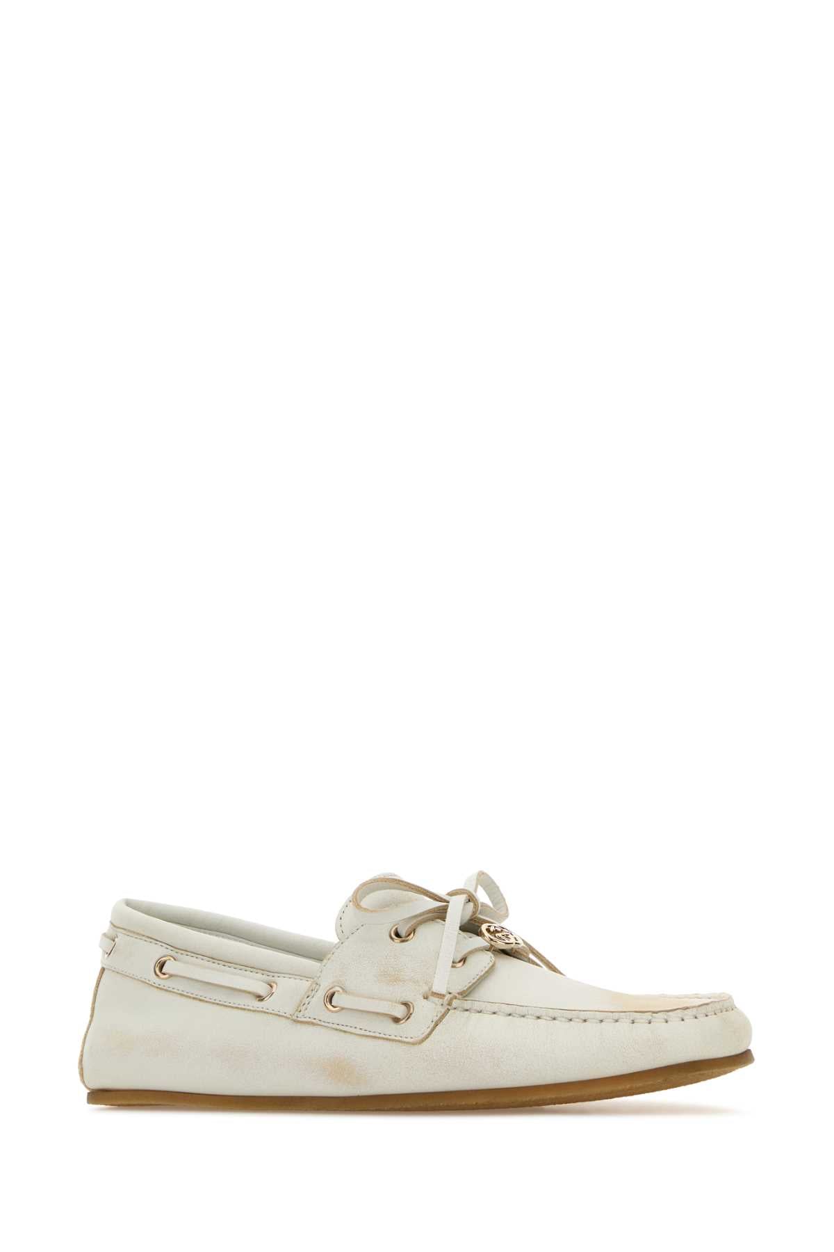 LEATHER UPPER AND RUBBER SOLE MOCCASIN LOAFERS