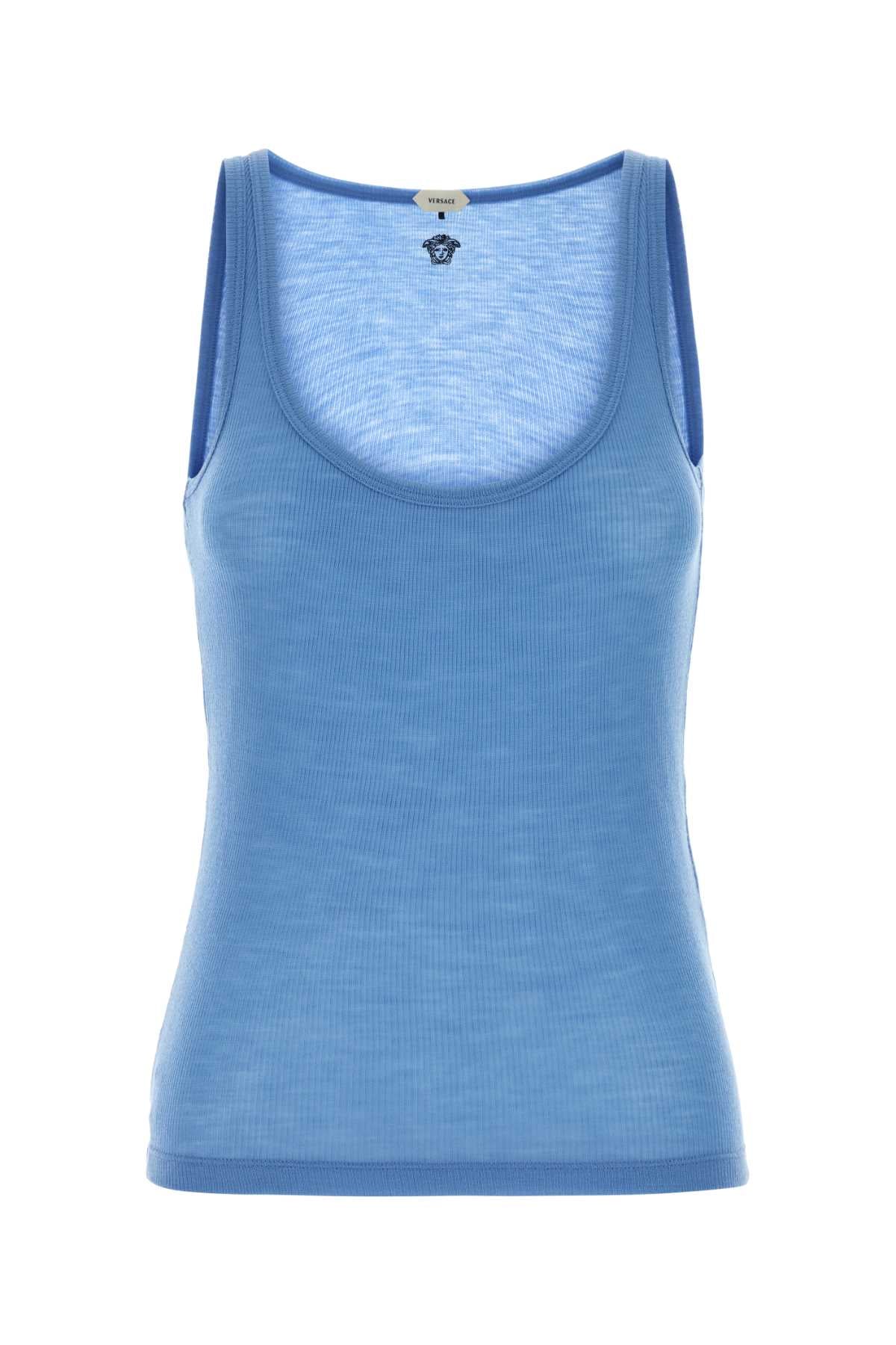 Versace Tank top rib with medusa embroidery