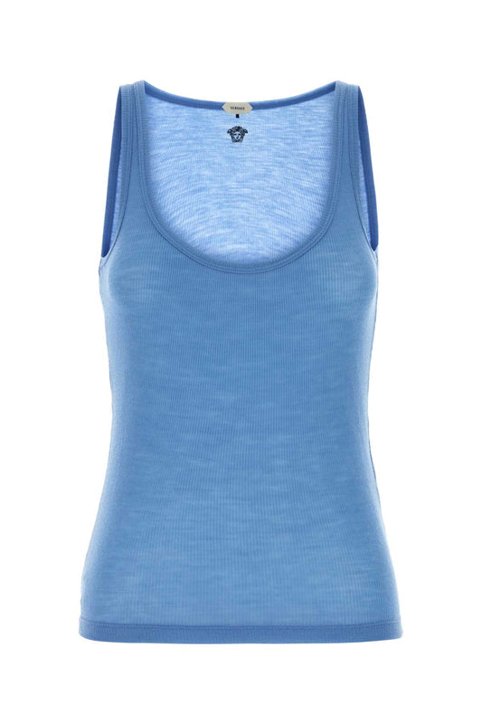 Versace Tank top rib with medusa embroidery