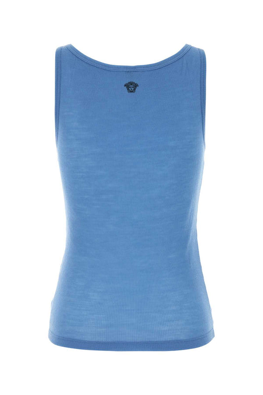 Versace Tank top rib with medusa embroidery