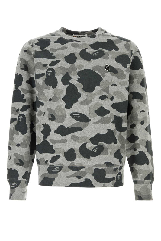 Bape Heather gray camo ape head one point crewneck swea